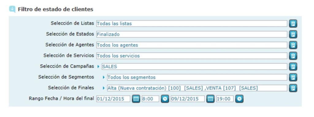 Filtro de clientes